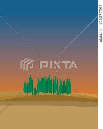 ヴァル・ドルチャ val d'orcia トスカーナ toscana イタリア 糸杉 夕景 秋 ヴァル・ドルチャ val d'orcia トスカーナ toscana イタリア 糸杉 夕景 秋 106877568