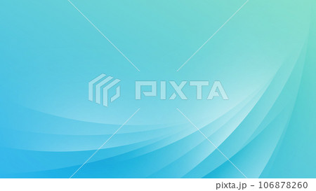 16:9｜青緑のグラデーションに光のカーブが描かれた抽象的な背景素材 106878260