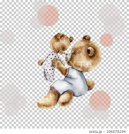 Watercolor seamless pattern, cartoon style toys for baby. Watercolor hand drawn illustration. Design for fabric, baby shower party, birthday, cake, holiday design, invitation. Watercolor seamless pattern, cartoon style toys for baby. Watercolor hand drawn illustration. Design for fabric, baby shower party, birthday, cake, holiday design, invitation. 106878294