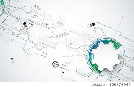 Abstract technology concept. Circuit board, high computer color background. Vector illustration with space for content, web - template, business tech presentation. 106878944