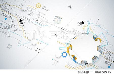 Abstract technology concept. Circuit board, high computer color background. Vector illustration with space for content, web - template, business tech presentation. 106878945