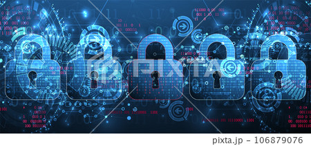 Data security Illustrates cyber data or information privacy idea. Color abstract  internet technology. 106879076