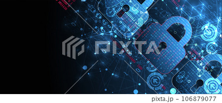 Data security Illustrates cyber data or information privacy idea. Color abstract  internet technology. 106879077