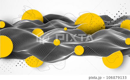 Abstract waves is made in a wireframe style. Template for science and technology presentation. Abstract waves is made in a wireframe style. Template for science and technology presentation. 106879133