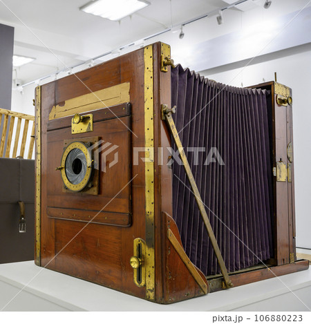 Huge travel camera, placed in special cart with horses, made in  the 19th century in Russia 106880223