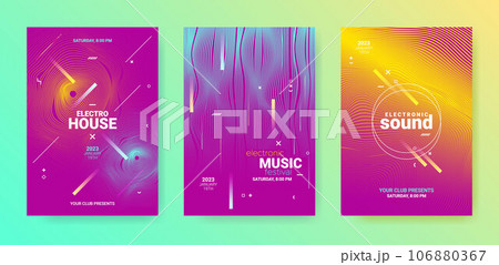 Blue Purple Dance Music Flyer. Electronic Party Cover. Abstract Dj 106880367