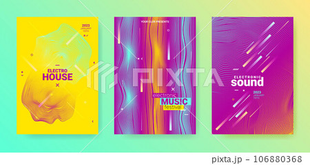 Dance Music Flyer. Electronic Party Cover. Abstract 3d Background. 106880368