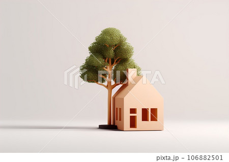 コルクの優しい住宅と街並み（3Dピクト） 106882501