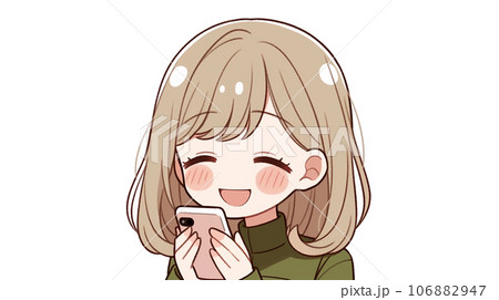 スマホを見る女の子(AI) 106882947