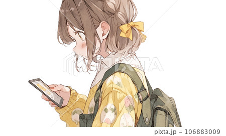 スマホを見る女の子(AI) スマホを見る女の子(AI) 106883009