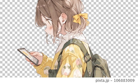 スマホを見る女の子(AI) スマホを見る女の子(AI) 106883009