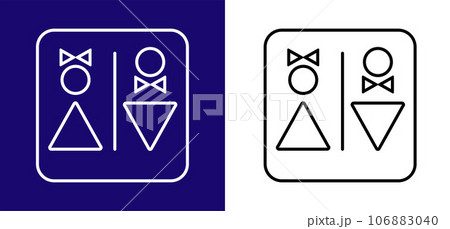 Icon indicating the men and women restroom. Available in two colors blue, white and white, black.  106883040