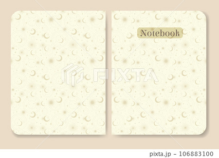 Cover page design for notebook in minimalist style. Heavenly elements beige illustration. Cover page design for notebook in minimalist style. Heavenly elements beige illustration. 106883100