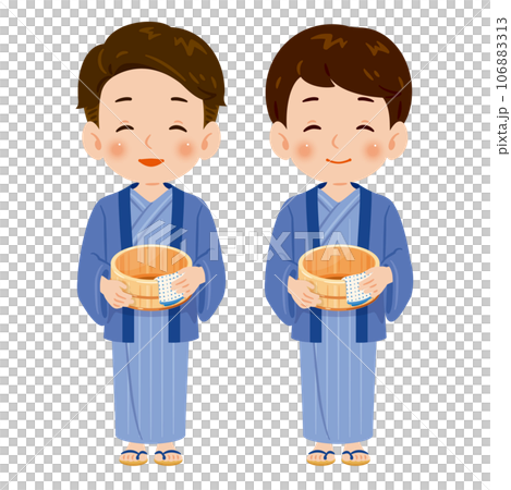 温泉　浴衣を着た男性二人 106883313