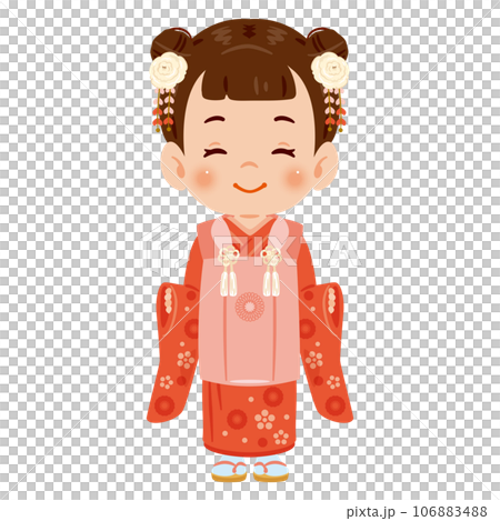 Girl in pink kimono, smiling 106883488