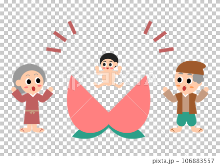 桃から生まれた桃太郎のイラストのイラスト素材 [106883557] - PIXTA