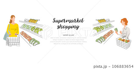 ベクターイラスト素材:スーパーマーケットで買い物をする女性 ベクターイラスト素材:スーパーマーケットで買い物をする女性 106883654
