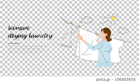 矢量插畫素材：女人晾衣服 106883658