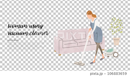 Vector illustration material: woman vacuuming Vector illustration material: woman vacuuming 106883659