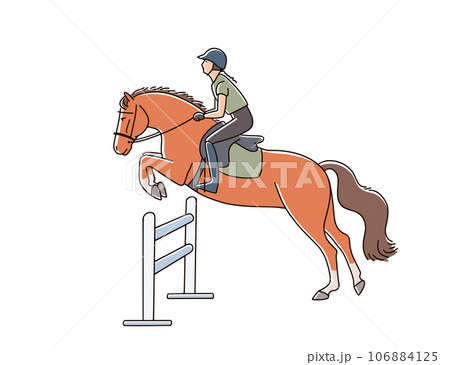 Young rider and sport pony jump over an obstacle Young rider and sport pony jump over an obstacle 106884125
