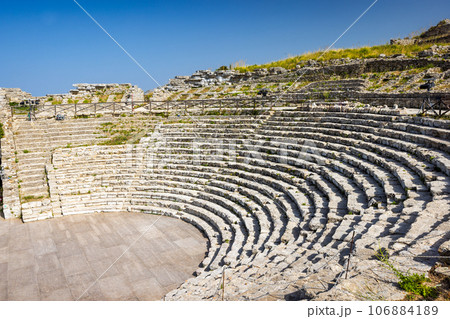 Greek Theatre of Segesta. The archaeological site at Sicily. 106884189