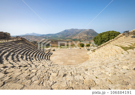 Greek Theatre of Segesta. The archaeological site at Sicily. Greek Theatre of Segesta. The archaeological site at Sicily. 106884191