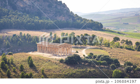 The Doric temple of Segesta with the surrounding landscape. 106884197