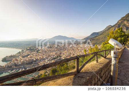 Castellammare del Golfo on Sicily, view of the town at coast. 106884236