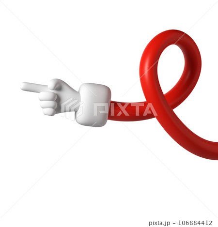 Cute cartoon 3D hand of Santa Claus Christmas icon show push one finger forefinger counting illustration isolated with clipping path 106884412