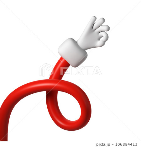 Cute cartoon 3D hand making OK gesture of Santa Claus Christmas icon. Style shows okay sign rendering. Business clip art isolated clipping path illustration 106884413