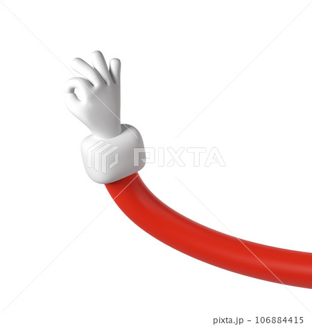 Cute cartoon 3D hand making OK gesture of Santa Claus Christmas icon. Style shows okay sign rendering. Business clip art isolated clipping path illustration 106884415