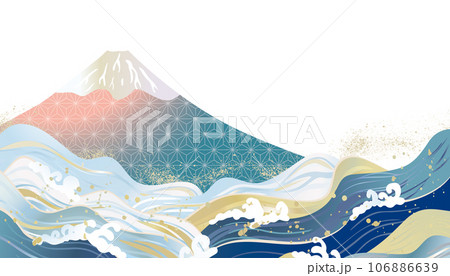 海　波のある和風背景イラスト 106886639