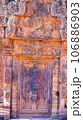 Mysterious Ancient ruins Banteay Srei temple - famous Cambodian landmark, Angkor Wat complex of temples. Siem Reap, Cambodia. 106886903