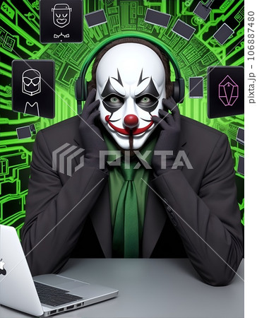 匿名でサイバー攻撃を企むハッカー 匿名でサイバー攻撃を企むハッカー 106887480