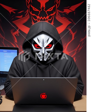 匿名でサイバー攻撃を企むハッカー 匿名でサイバー攻撃を企むハッカー 106887482