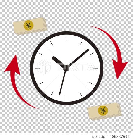 Time is money.　「時は金なり」を表すイラスト。 106887696