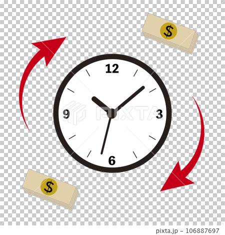 Time is money. 「時は金なり」を表すイラスト。 Time is money. 「時は金なり」を表すイラスト。 106887697