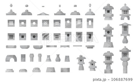 灯籠のパーツ_イラスト素材セット 106887699