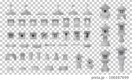 灯籠のパーツ_イラスト素材セット 106887699