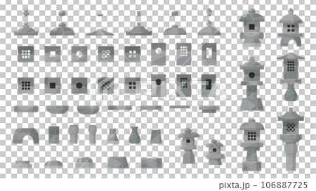 燈籠零件_插畫素材套裝 106887725