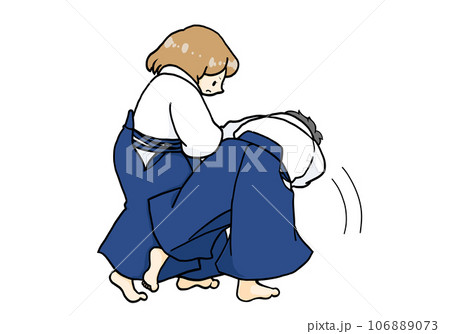 合気道で男の子に技をかける女の子 106889073