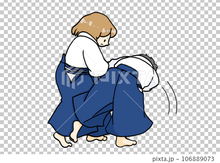 合気道で男の子に技をかける女の子 106889073