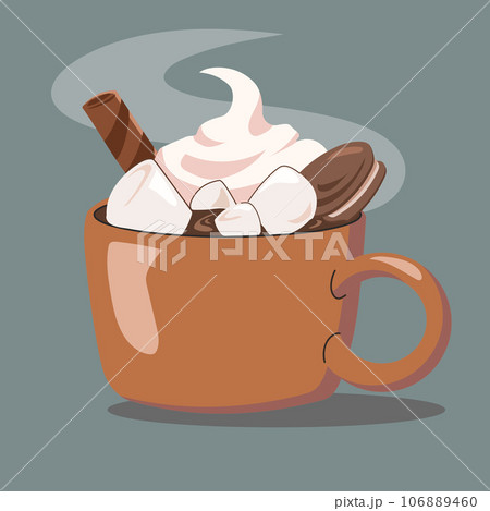 Brown cup of coffee with marshmallow Brown cup of coffee with marshmallow 106889460