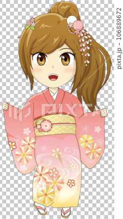 Girls wearing kimonos Girls wearing kimonos 106889672