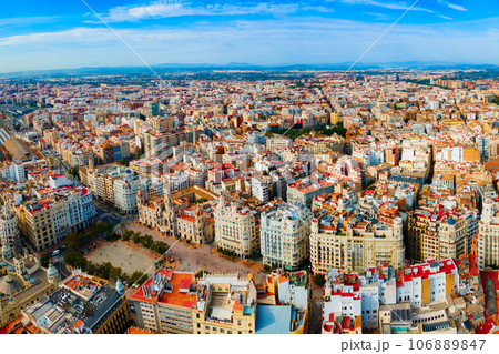Valencia city aerial panoramic view in Spain 106889847