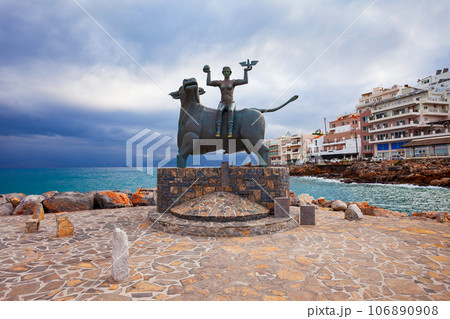 The Abduction of Europe sculpture in Agios Nikolaos, Crete The Abduction of Europe sculpture in Agios Nikolaos, Crete 106890908