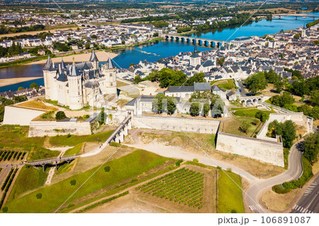 Saumur city aerial view, France 106891087