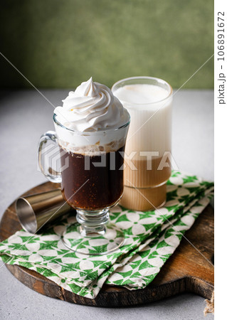 Irish coffee and irish cream latte for St Patricks day 106891672