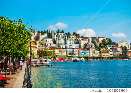 Lugano lake and city, Switzerland 106891966