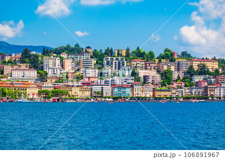 Lugano lake and city, Switzerland 106891967